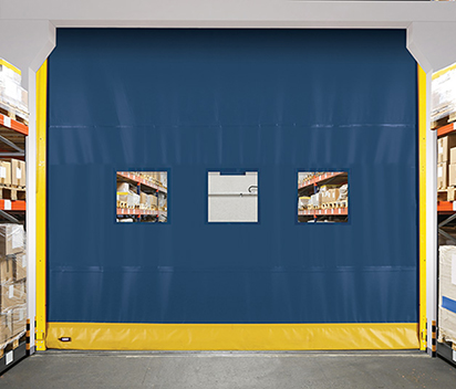 High speed fabric doors to prevent heat loss and condensation